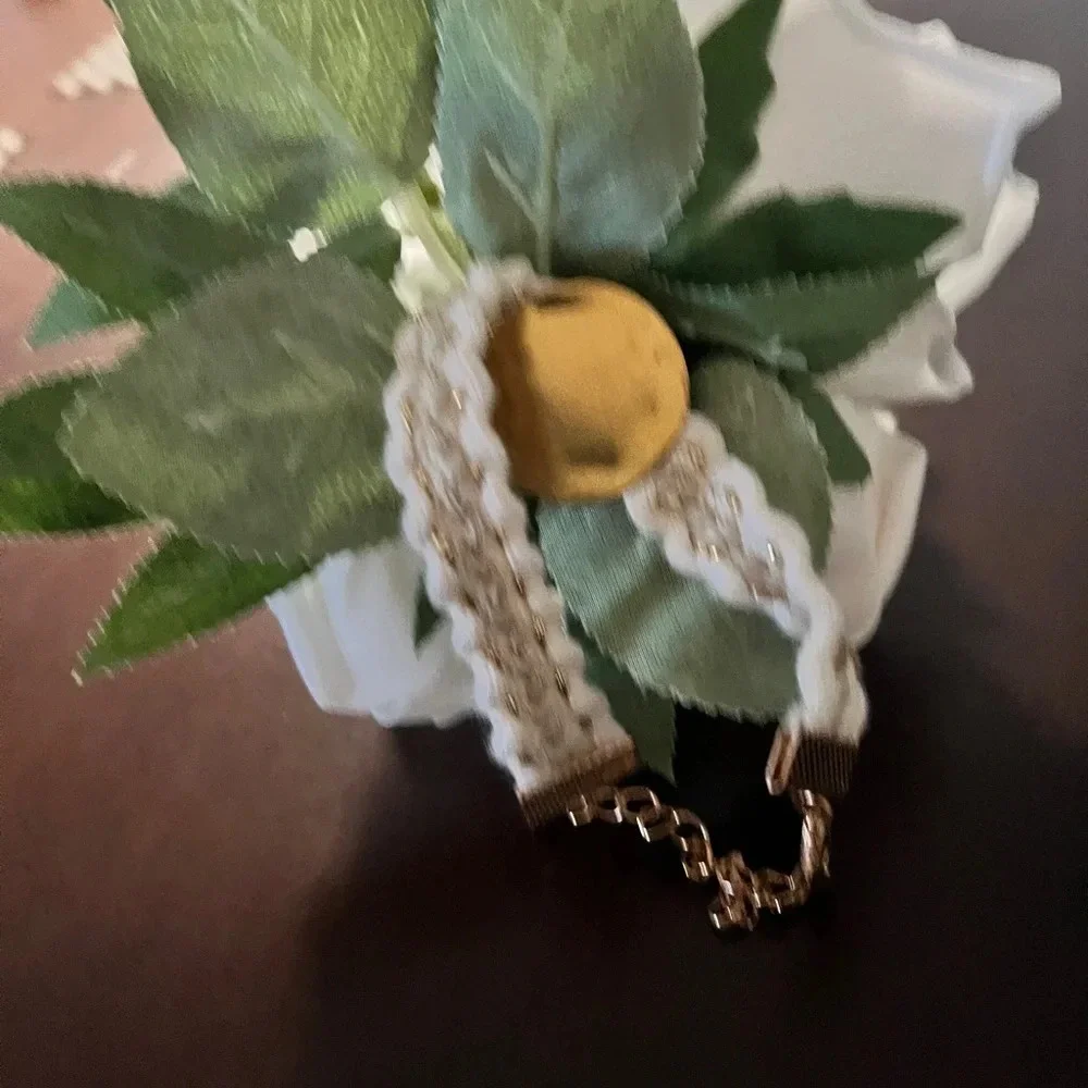 White Silk Like‎ Rose Boutonniere - Dance Boutonniere Prom Hand corsage bracelet